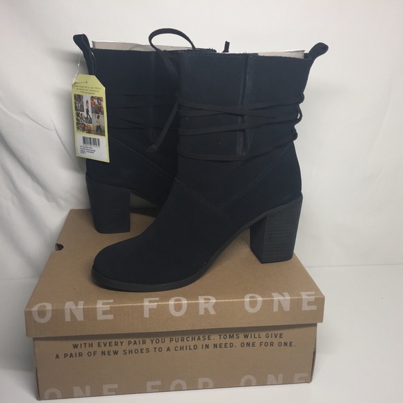 Toms Shoes - TOMS Mila Heeled Boots, Black Suede SIZE 8